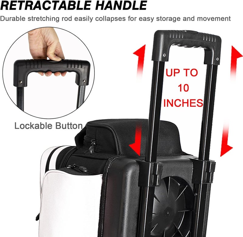 DAFISKY 3 ball bowling bags with wheels, bowling ball bag 3 ball roller with Multiple Pockets Retractable Handle - Image 2